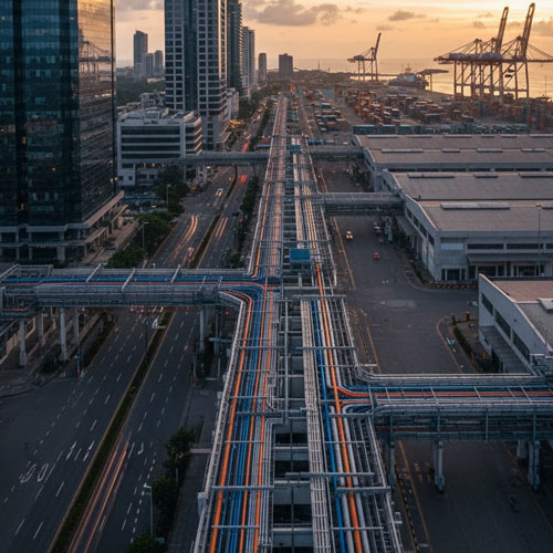 Flexible conduit pipe used in commercial and trade infrastructure projects in Colombo Sri Lanka