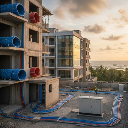 Flexible conduit pipe used in residential and commercial projects in Kalutara Sri Lanka